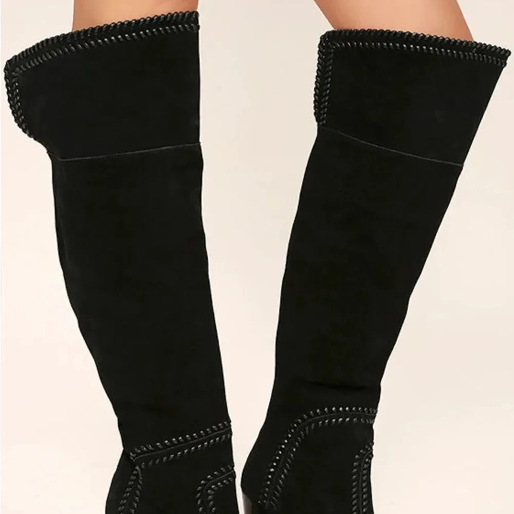 Report Liola Black Suede Over the Knee Boots